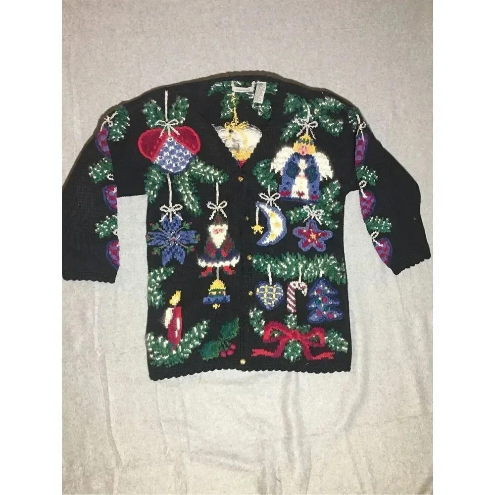 Womens Northern Isles Sweater Size XL Cardigan Hand Knitted Christmas Angel